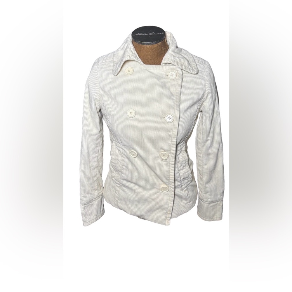 Gap Women's Cream Corduroy Double-Breasted Jacket Size M